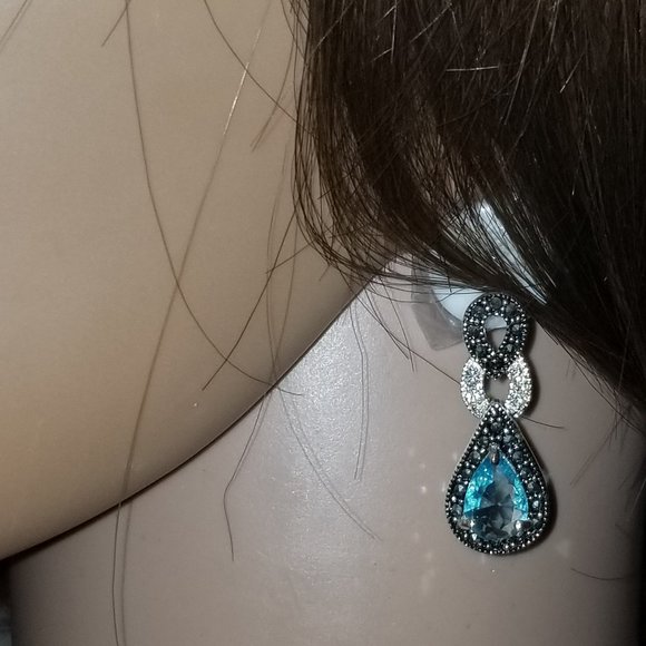 Jewelry - NWOT Plated Topaz Sterling Silver and Marcasite Teardrop Necklace,earrings